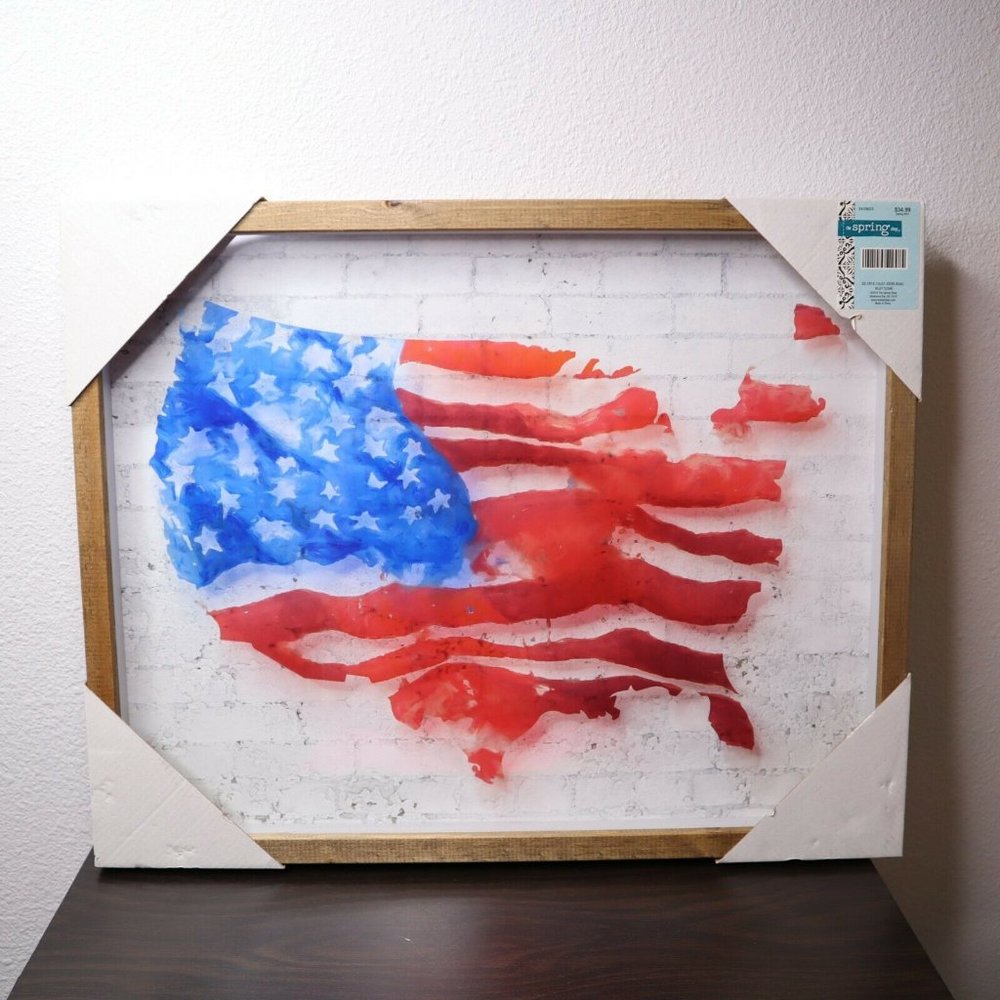 American flag Frame Decor Glass USA flag 16"x20"